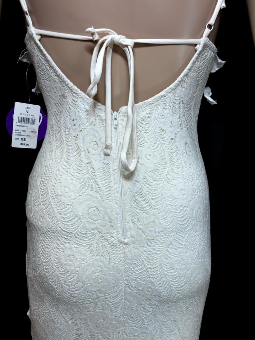 Windsor Ivory Lace Ruffle Backless Maxi Dress - Picture 8 of 8